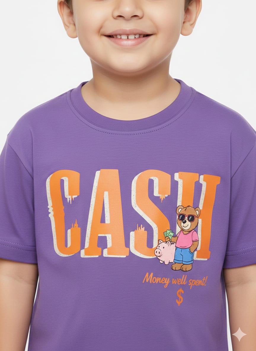 Kids' "Money Well Spent" Graphic Crewneck – Purple