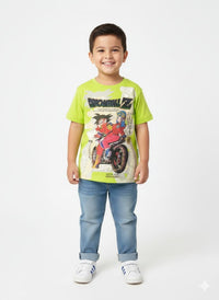 Boys' Dragon Ball Z Graphic Print Casual T-Shirt – Vibrant Lime Green Cotton Tee