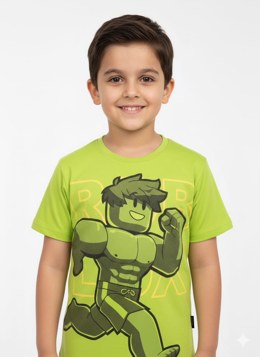 Kids' Active "Blox" Character Graphic T-Shirt – Lime Green