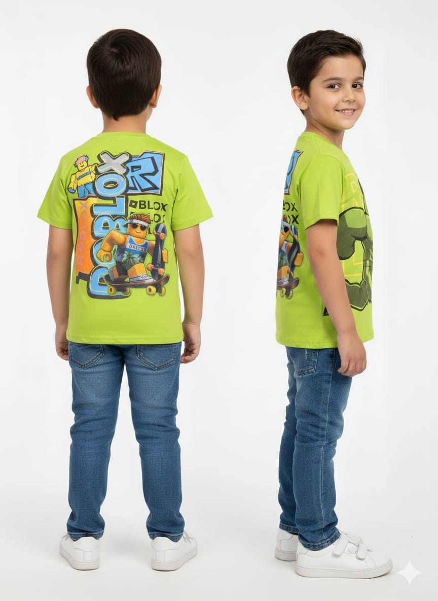 Kids' Active "Blox" Character Graphic T-Shirt – Lime Green