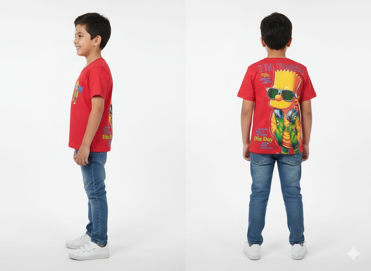 "I'm Ready" Bart Simpson Graphic Tee – Vibrant Red Crewneck
