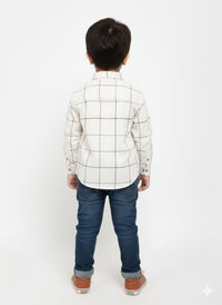 Boys' Off-White Plaid "University Athlete" Long-Sleeve Button-Down Shirt