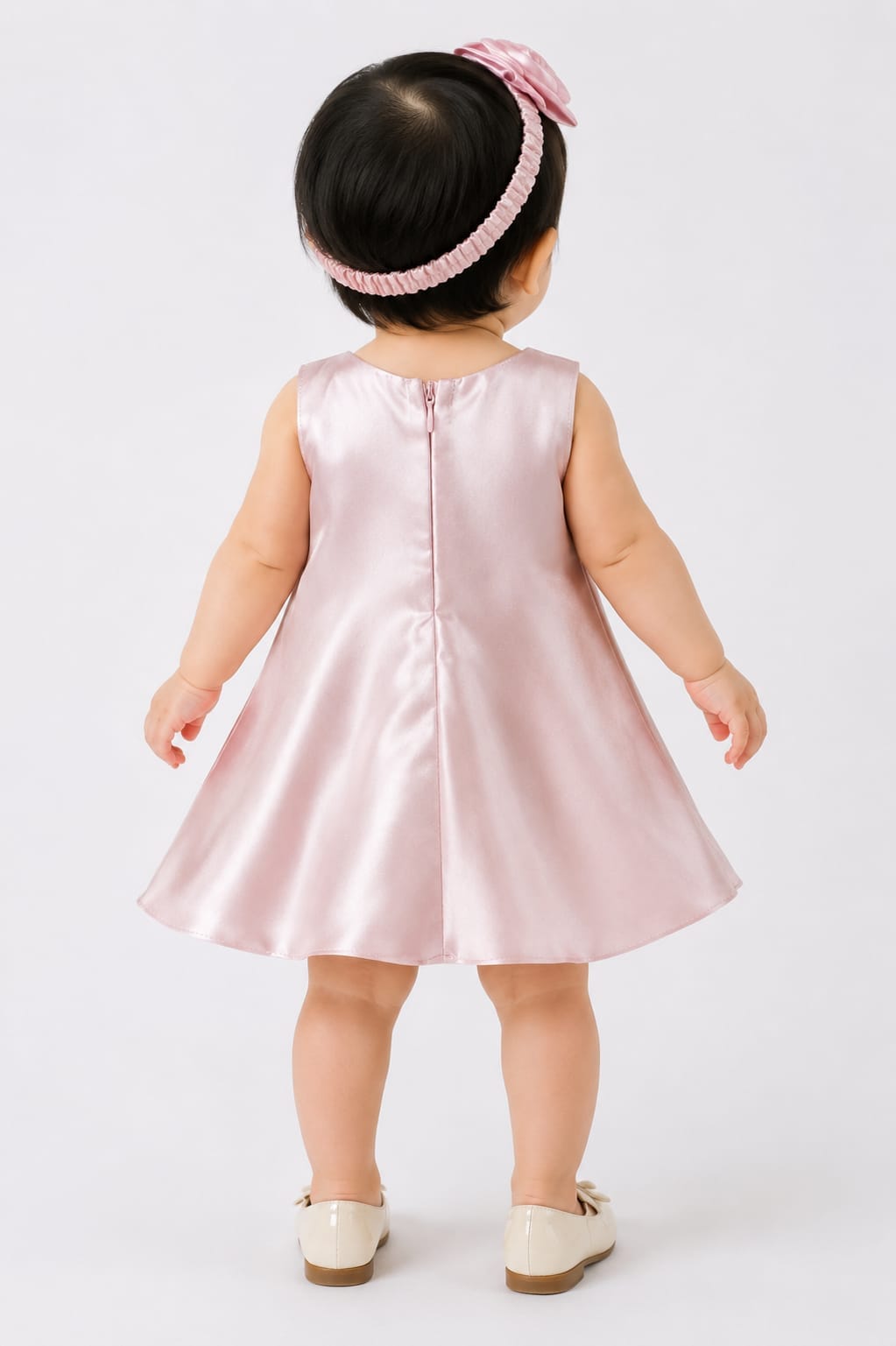 Infant Soft Blush Pink Frock with Infant Band
