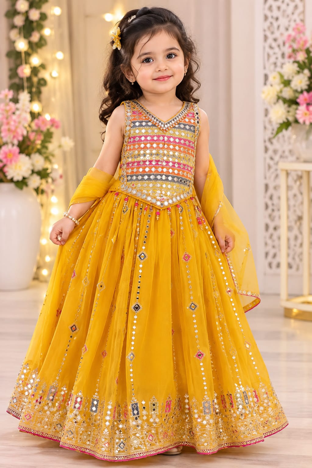 Mustard-Yellow Ethnic Lehenga Set