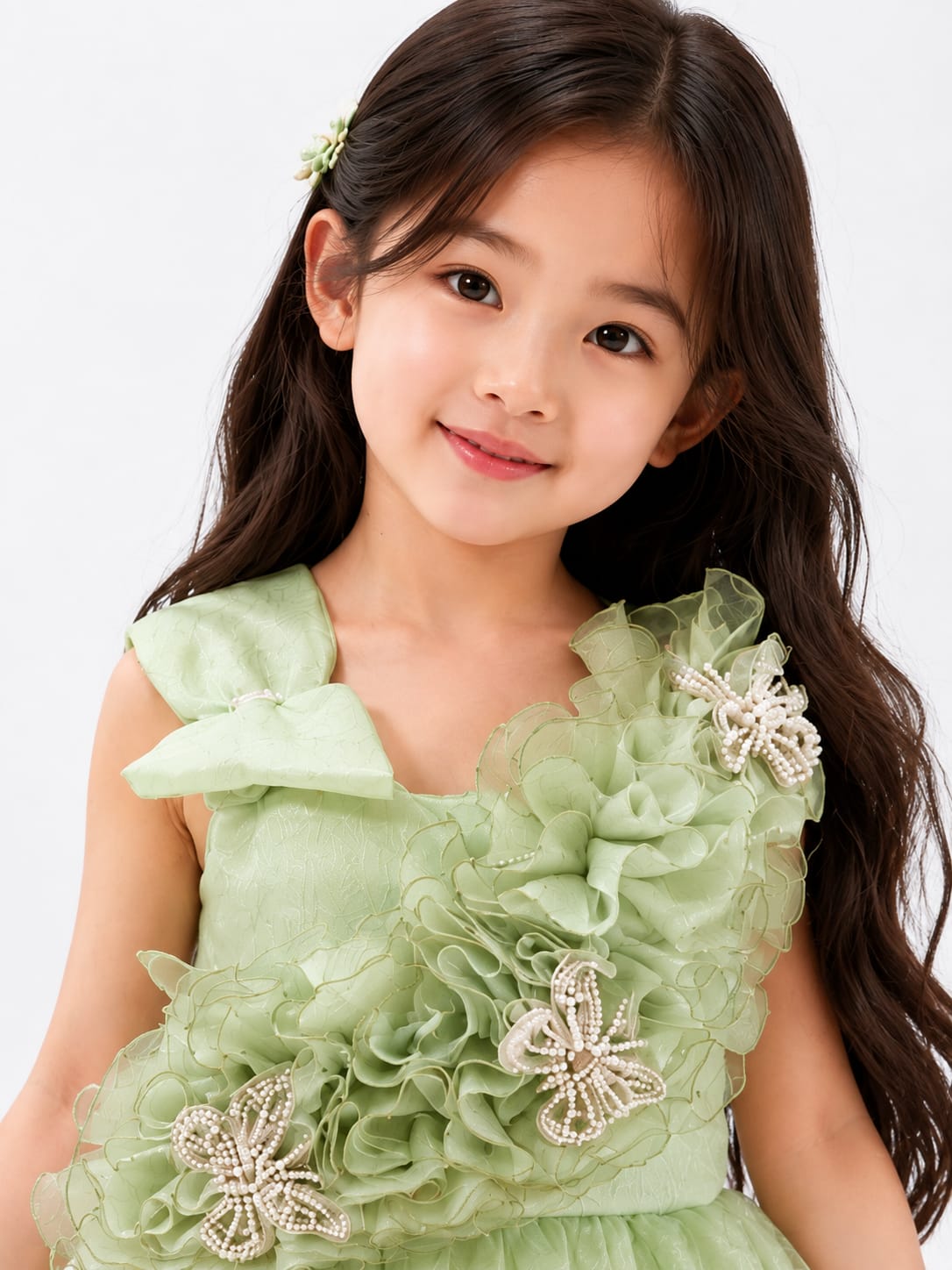 Enchanted Mint Pearl-Embellished Organza Tutu Frock