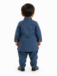 Boys' Royal Blue Nehru Jacket, Kurta & Pajama 3-Piece Set