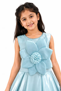 Girls' Ice Blue Ombré Giant Floral Gown