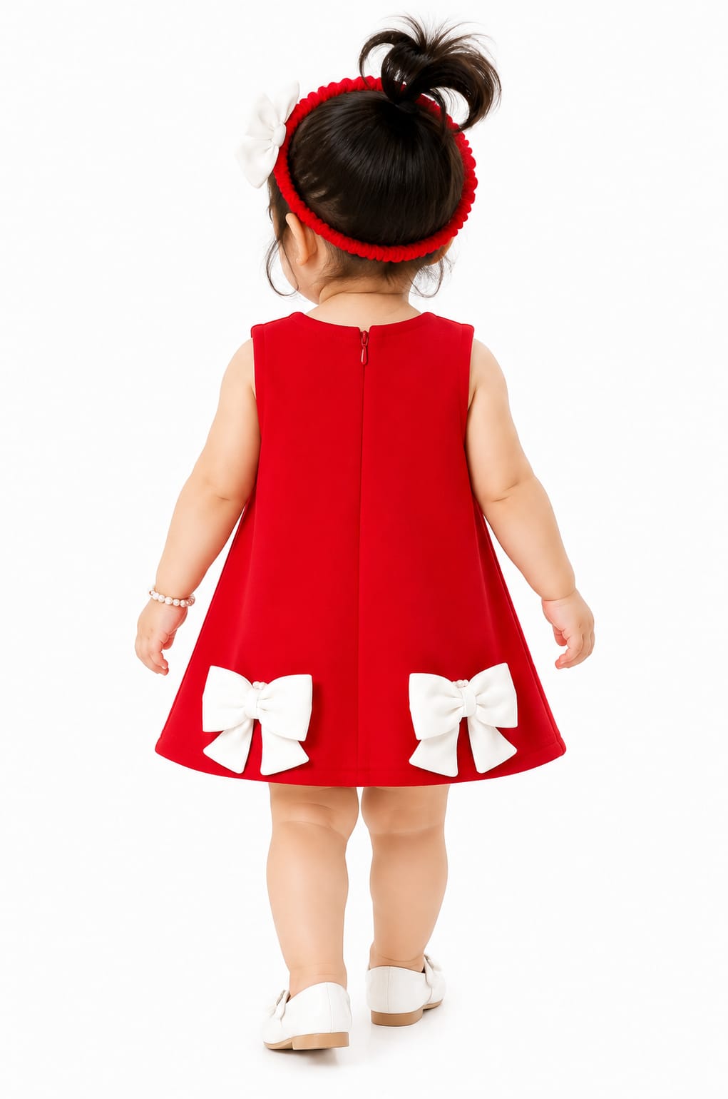 Baby Girls' Crimson Red Multi-Bow A-Line Party Dress