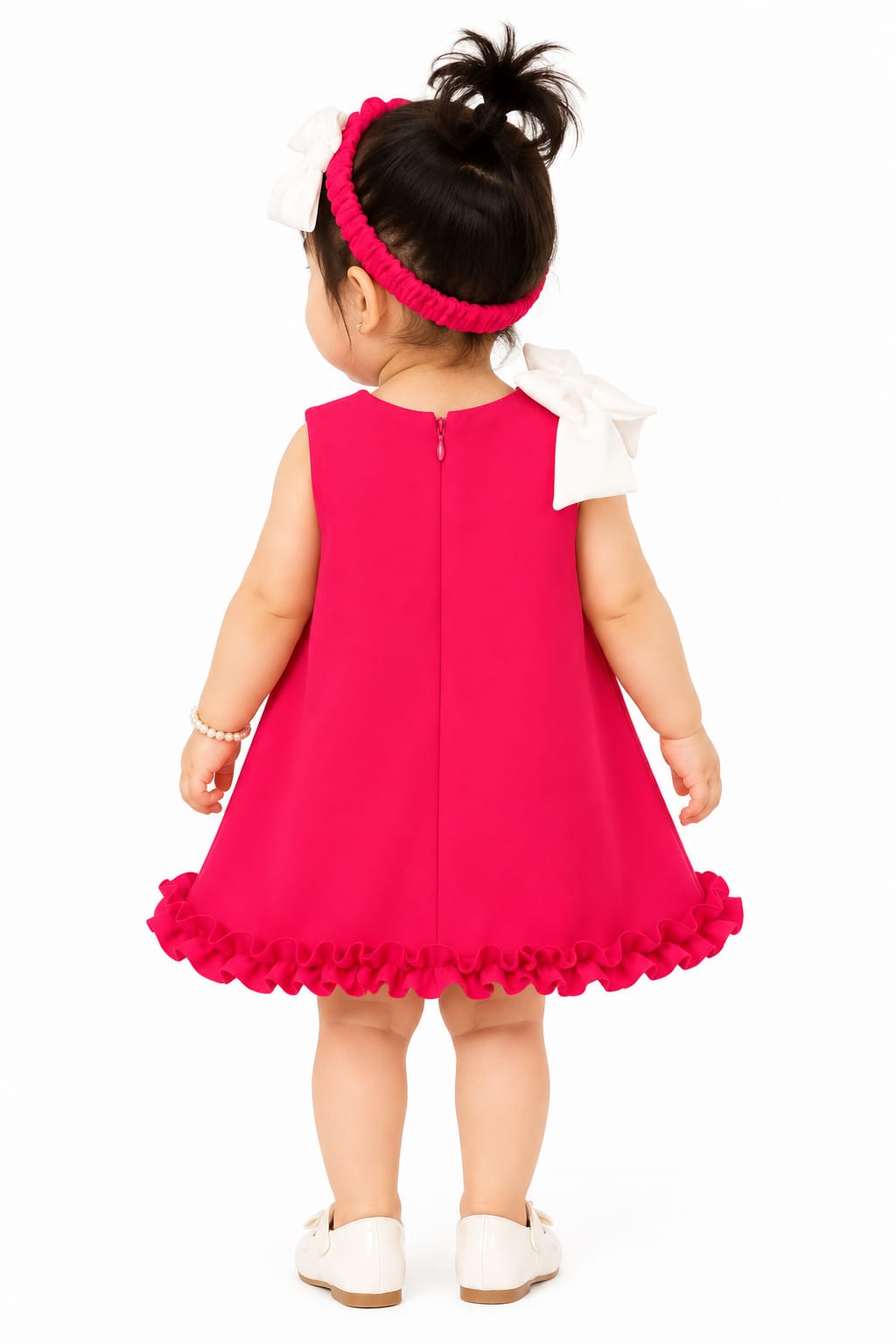 Infant Baby Girls' Hot Pink Statement Bow Ruffle A-Line Dress