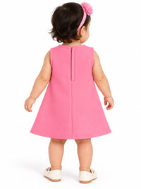 Infant Bubblegum Pink Pearl & Bow Embellished Baby A-Line Dress