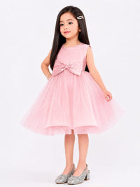 Girl's Blush Pink Tulle and Satin Party Dress