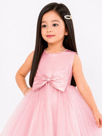 Girl's Blush Pink Tulle and Satin Party Dress