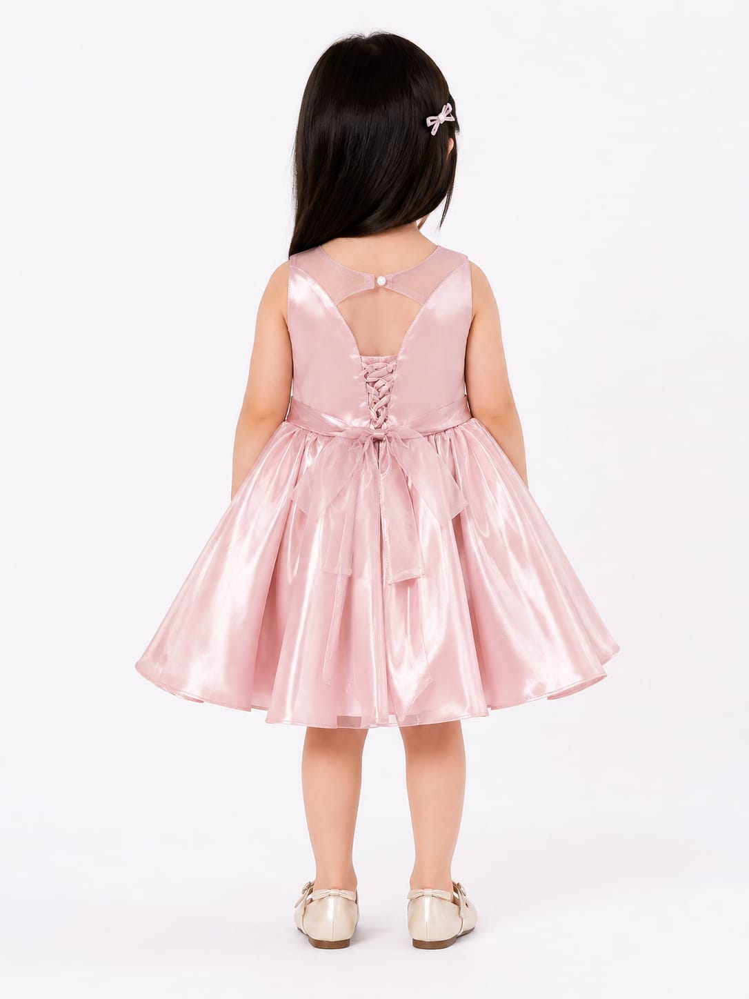 Girl's Dusty Pink Satin Party Dress