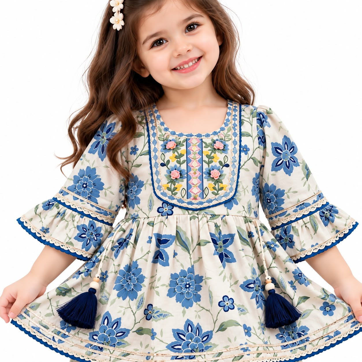 ✨ Girls' Floral Anarkali Kurta & Dhoti Salwar Set ✨