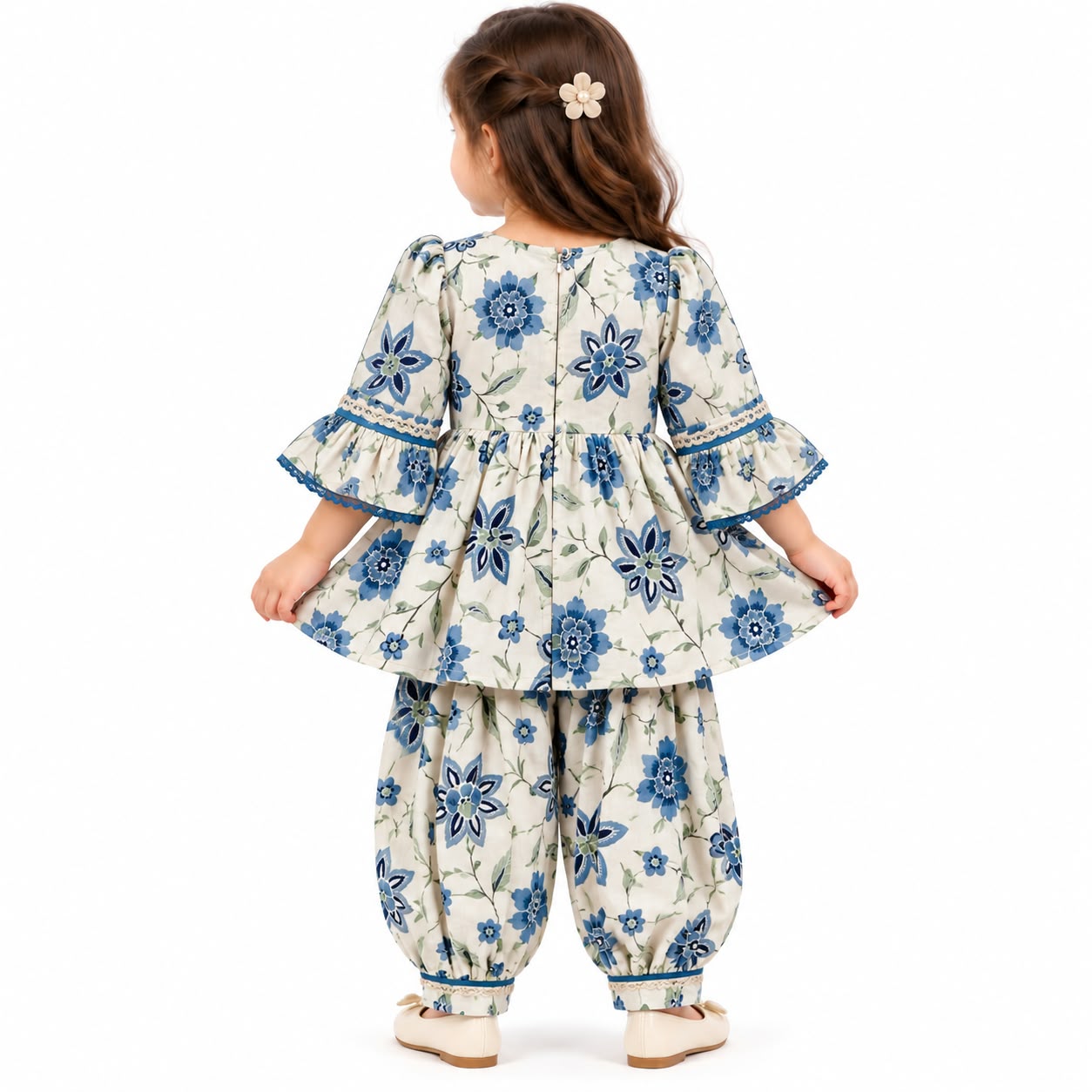 ✨ Girls' Floral Anarkali Kurta & Dhoti Salwar Set ✨