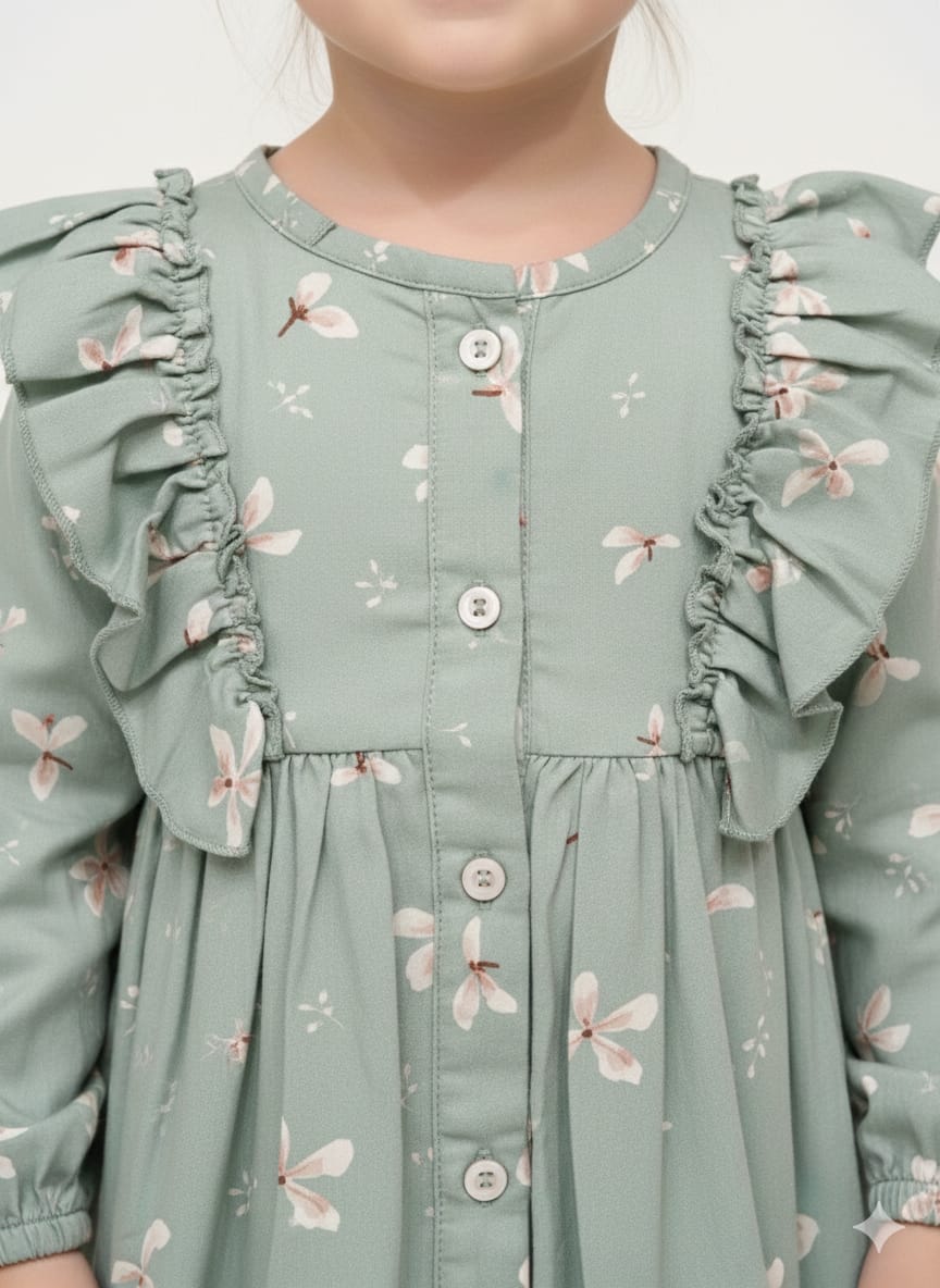 Girls' Floral Ruffle Tiered Dress