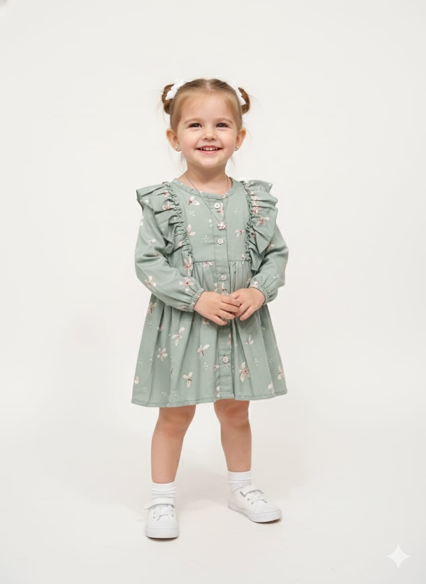 Girls' Floral Ruffle Tiered Dress
