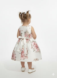 Elegant Vintage Rose Party Frock with Statement Satin Bow