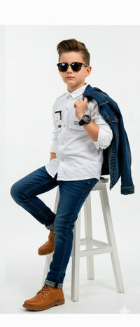 White Casual Shirt with Zipper