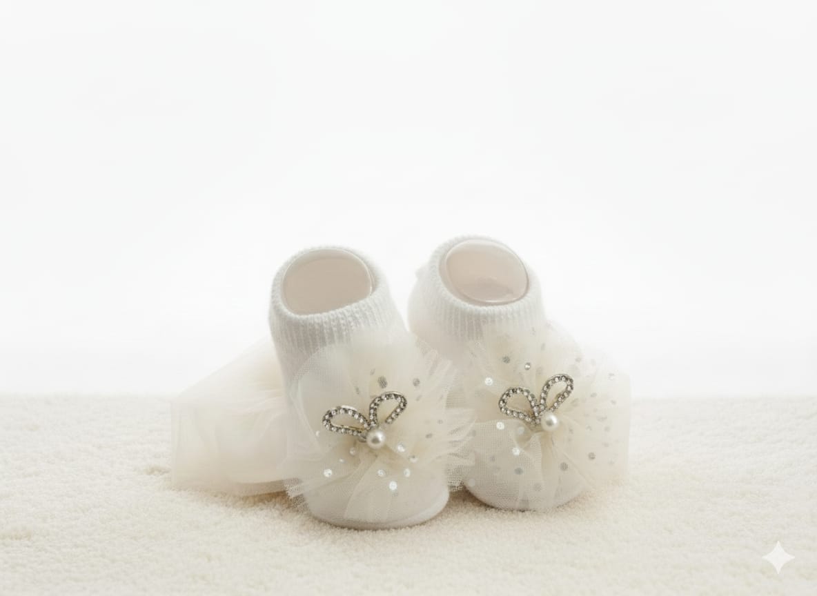White Infant Gifting Set (Booties + Infant Band)