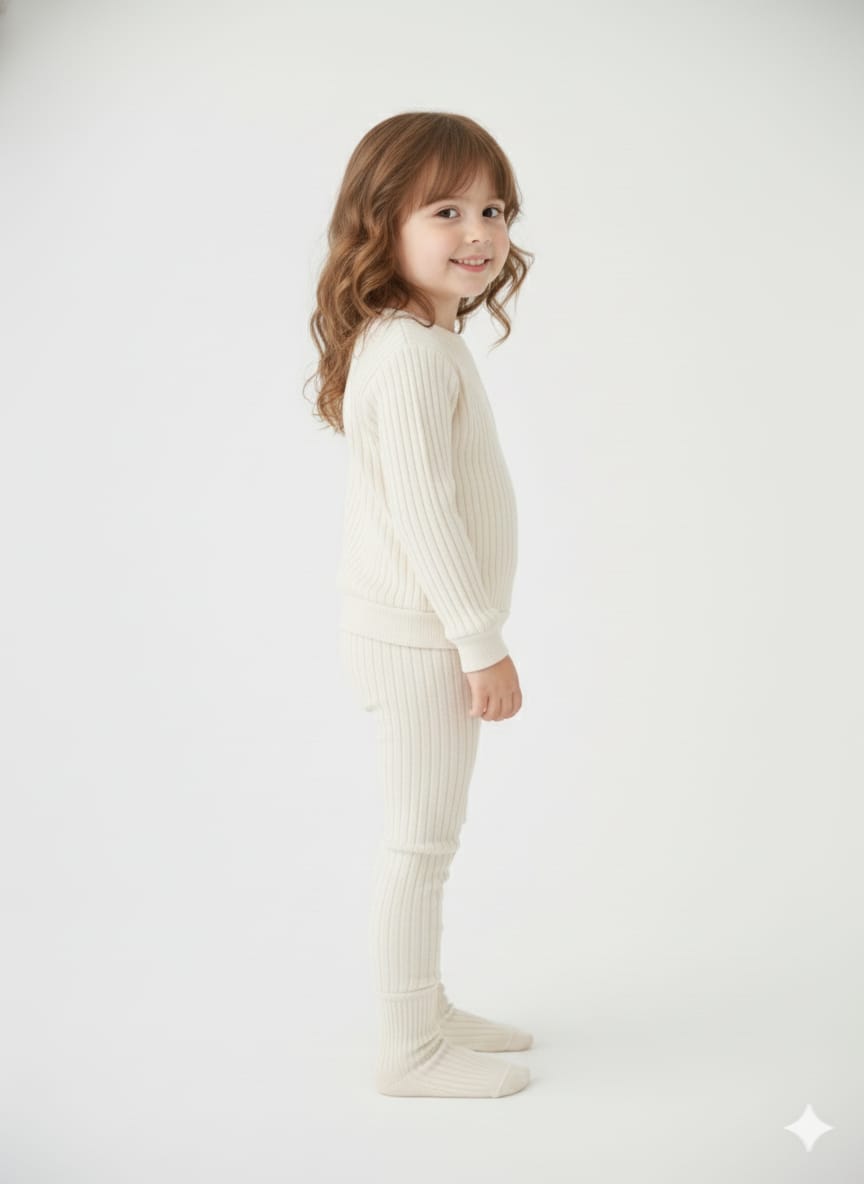 White Ribbed Knit Leggings