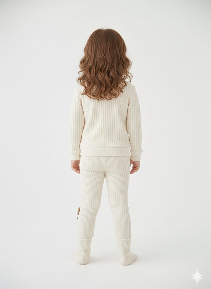 White Ribbed Knit Leggings