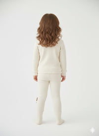 White Ribbed Knit Leggings