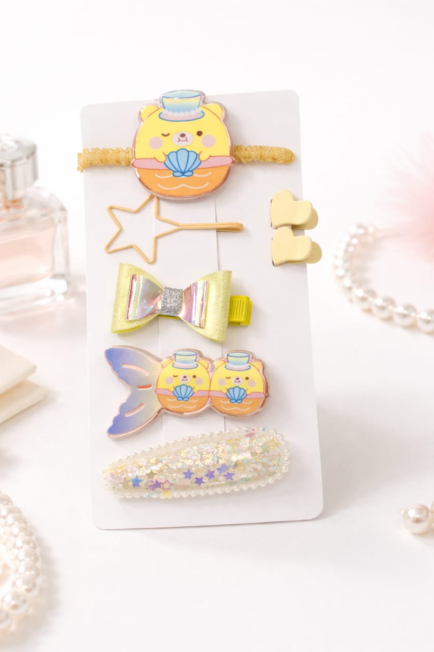 Yellow Tone 7-piece variety set of hair accessories