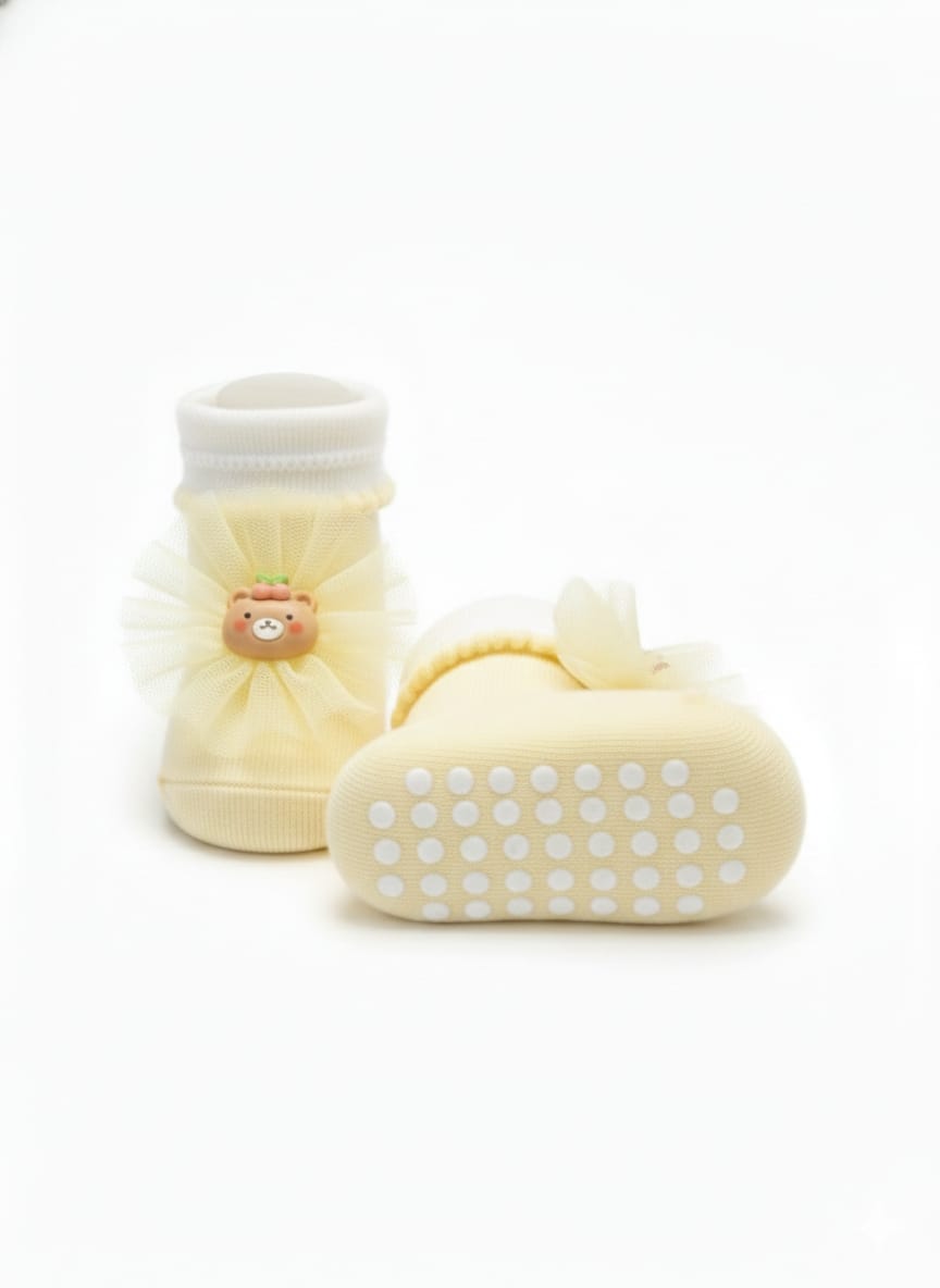 Yellow and White Baby socks shoes