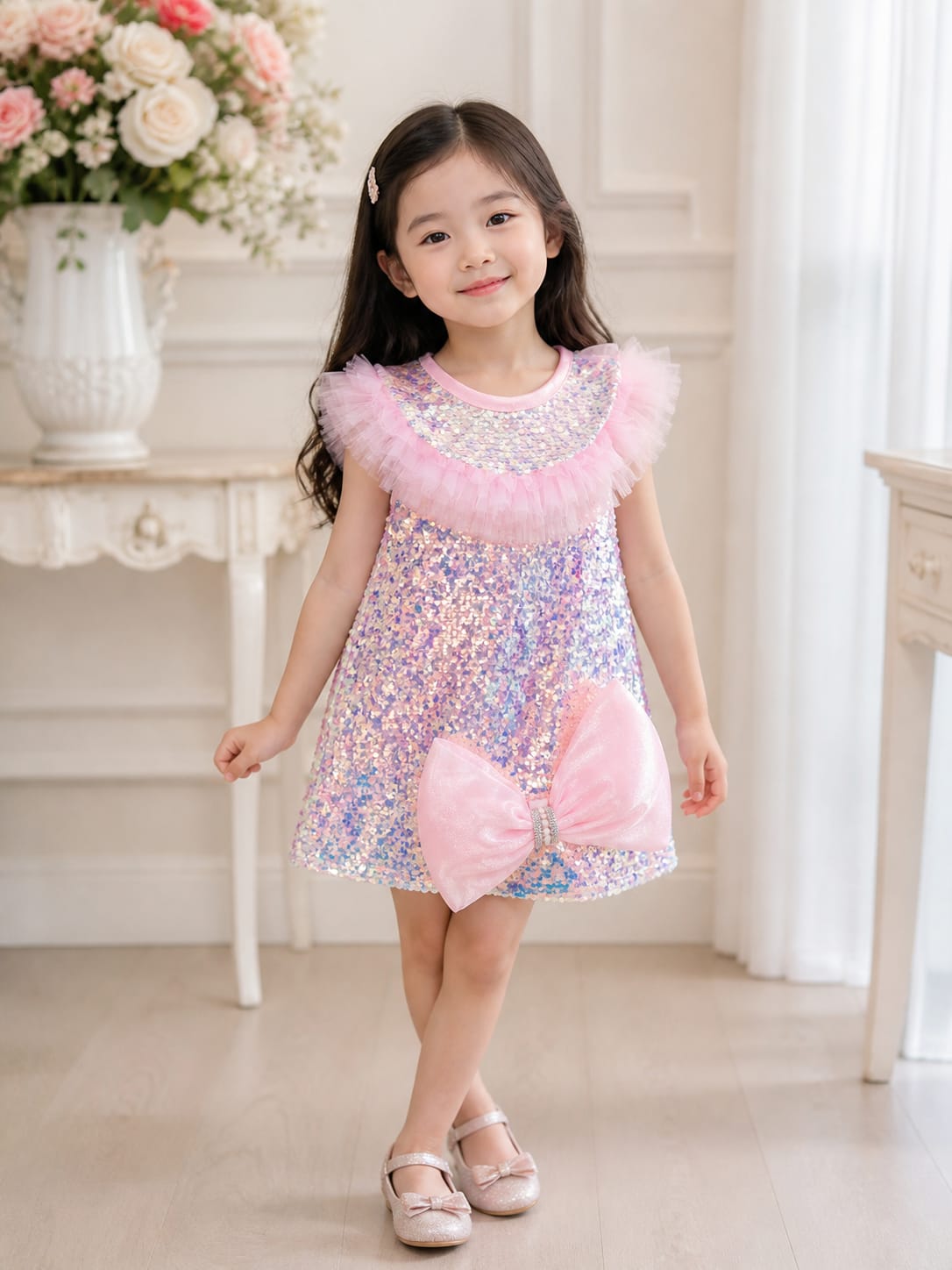 Dazzling Baby Pink Sequin Dress