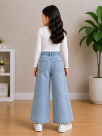 Bow Adorned Wide-Leg Jeans