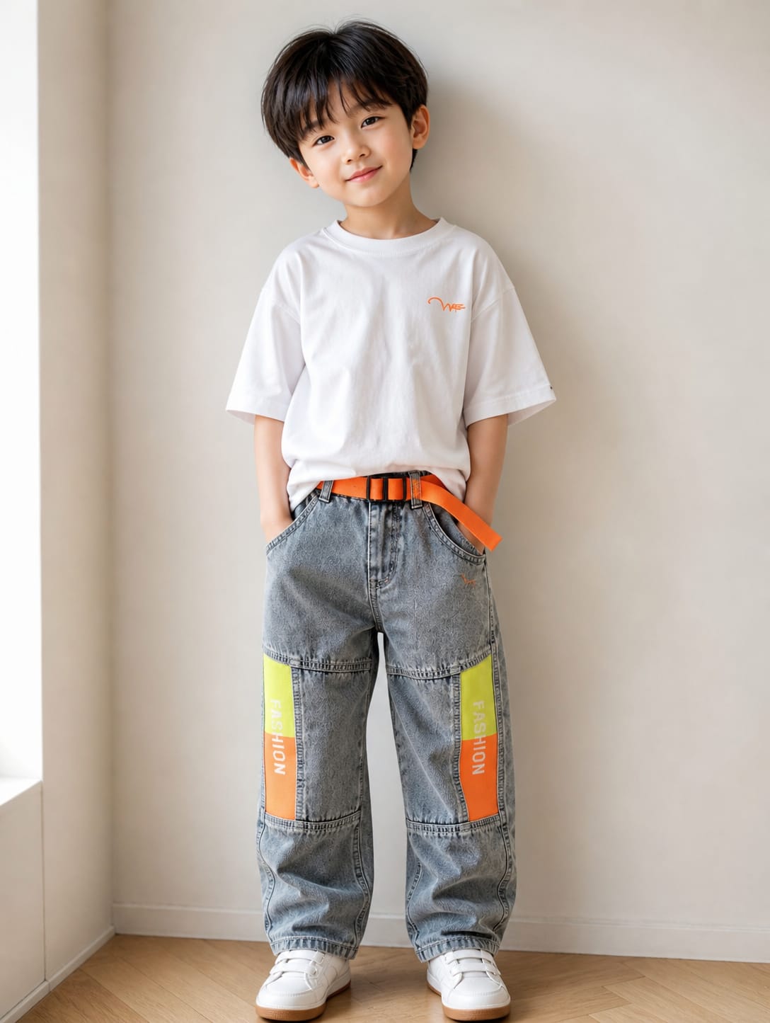 Street-Style Panel Graphic Denim Jeans