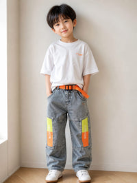 Street-Style Panel Graphic Denim Jeans