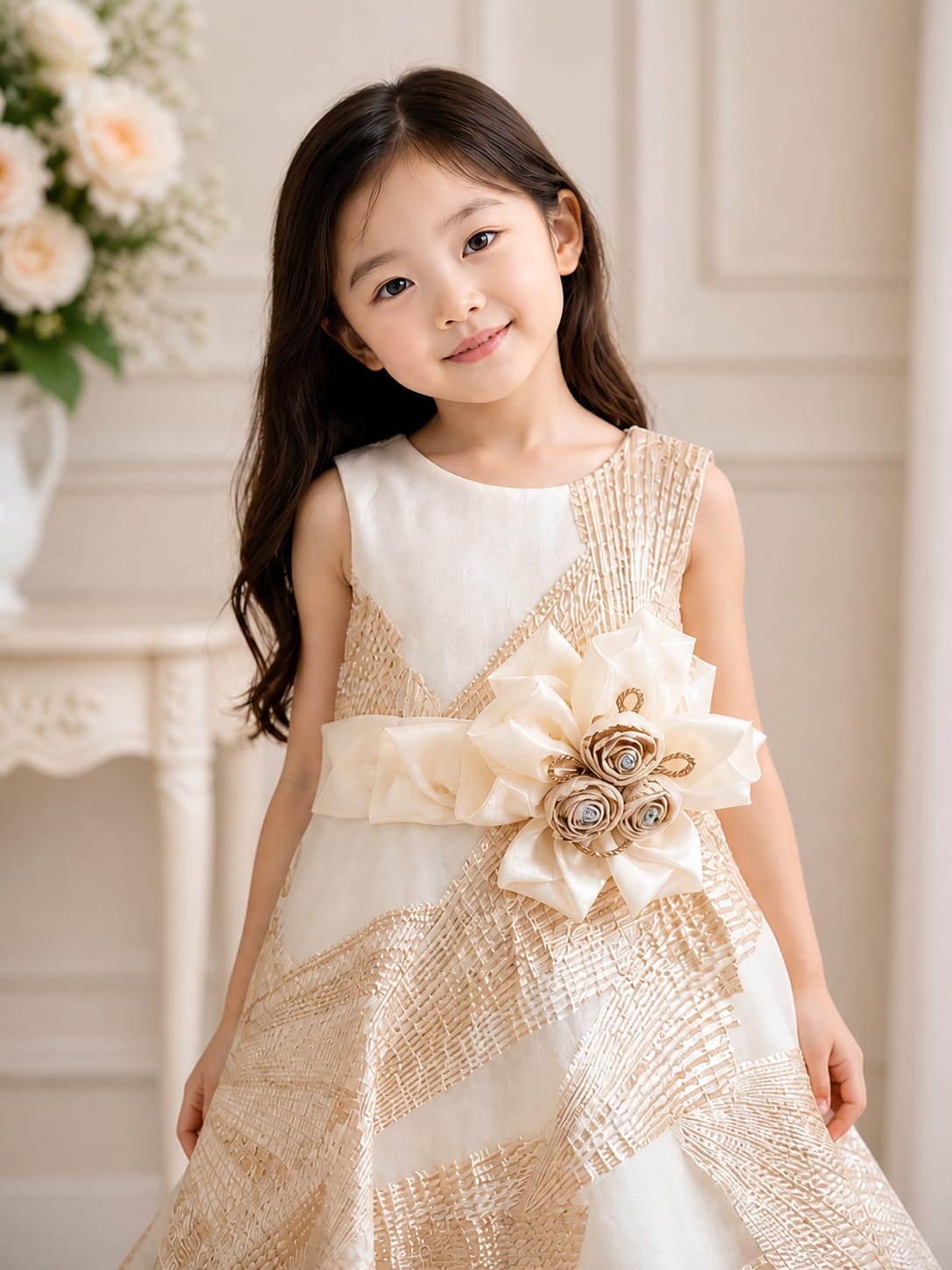 Ivory and Champagne Gold Gown