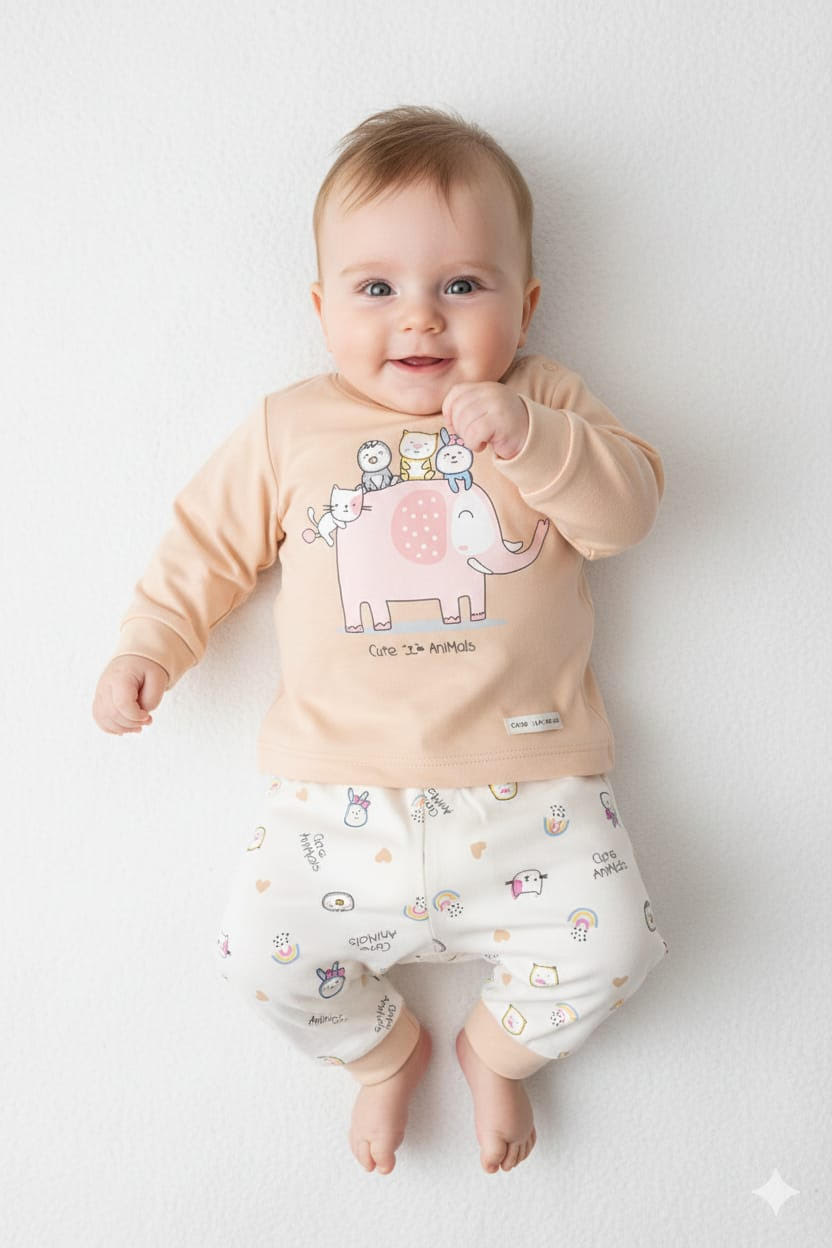 Infant Hosiery Full Sleeves New Born Set-Beige